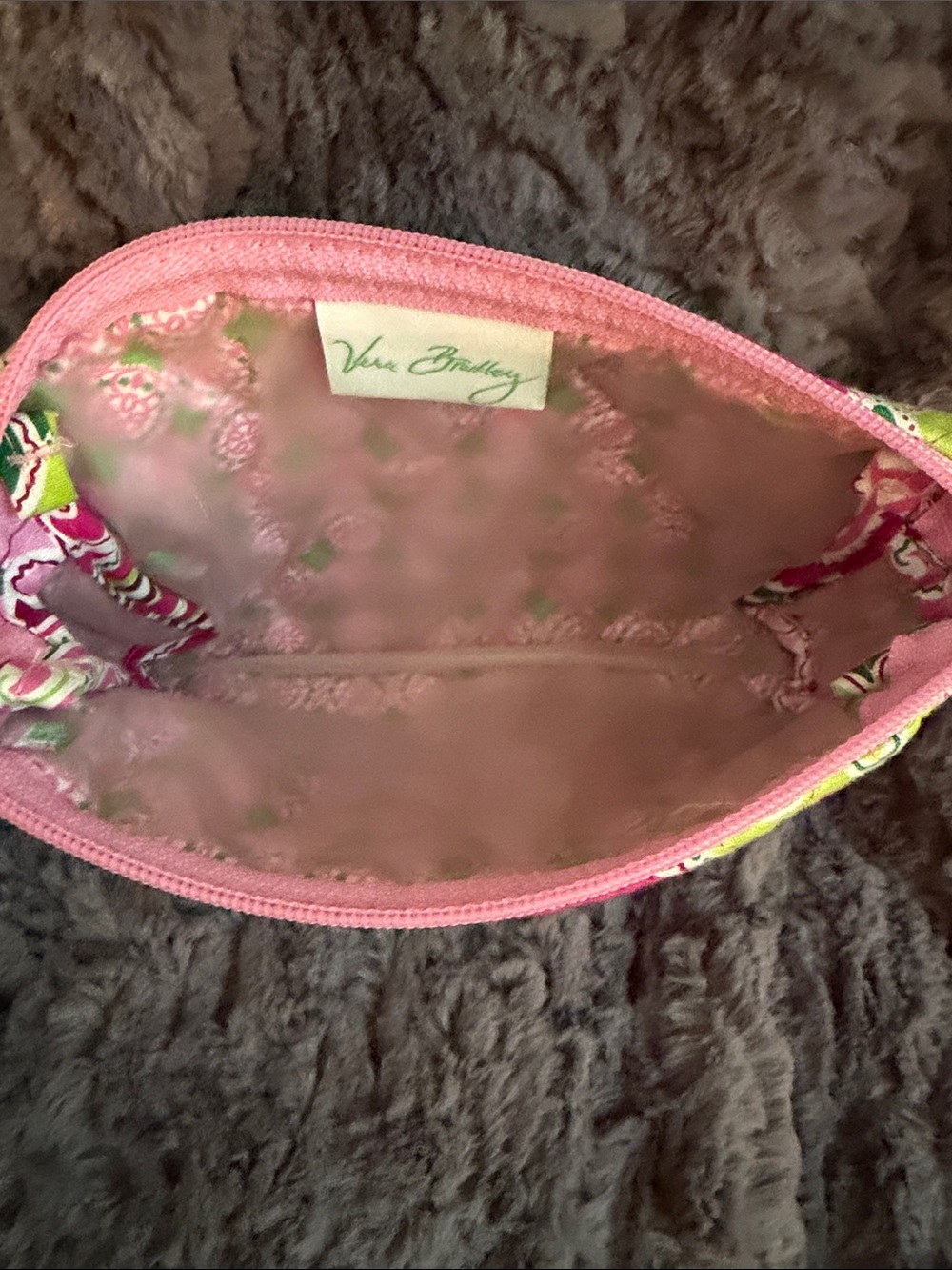 3 Vera Bradley Pink and Green Paisley Quilted cosmetic bags and card holder. - Picture 4 of 11